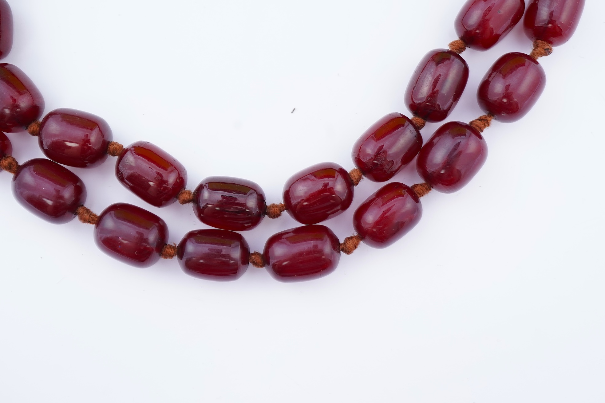 A cherry bakelite 'amber' necklace